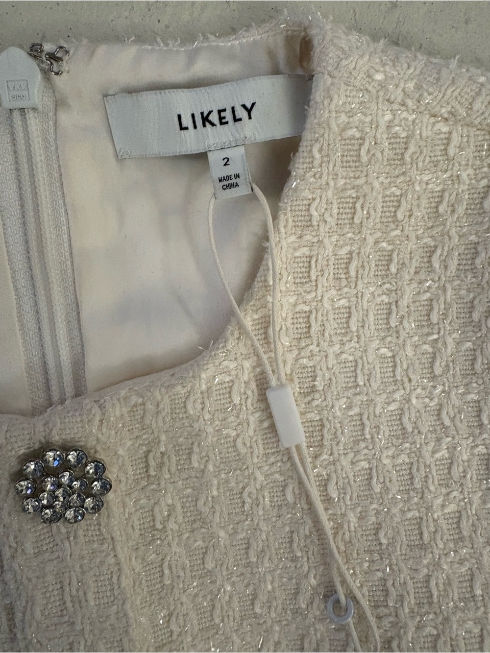 Likely Ivory Tweed Button-Front Mini Dress - Picture 6 of 8